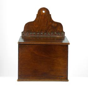 Antique 19th Century Oak Wall Hanging Candle Box