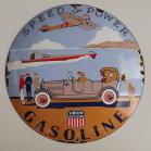 American 1930s Art Deco Porcelain Enamel Union Gasoline Convex Sign