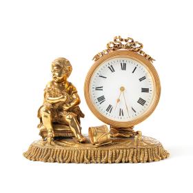 Antique Victorian French Gilt Metal Mantle Clock