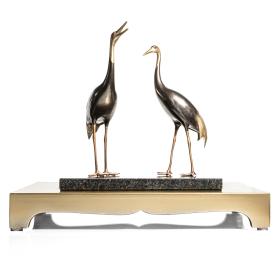 Fine Pair of Japanese Bronze Models of Cranes