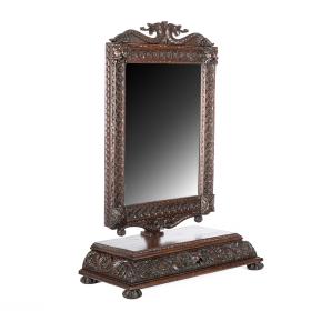Large Antique Victorian Oak Dressing Mirror