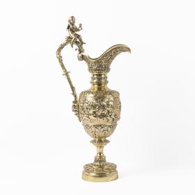 Large Vintage French Cast Bronze Bacchanalian Ewer