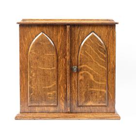 Antique Victorian Oak Table Top Collectors Cabinet