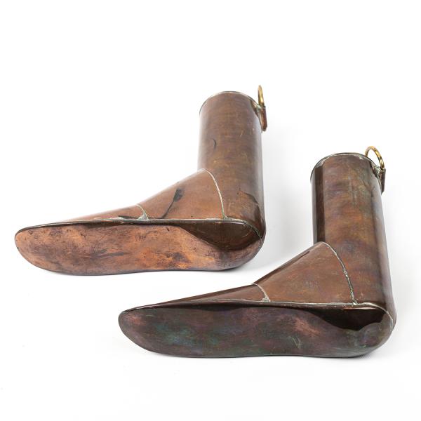 Antique Early 20th Century Pair of Copper Boot Warmers