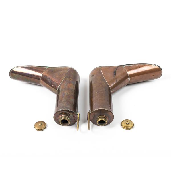 Antique Early 20th Century Pair of Copper Boot Warmers