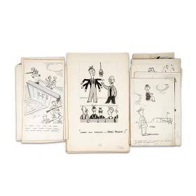 Original WW2 Era Hand Drawn Cartoons by Artist Bill Tait