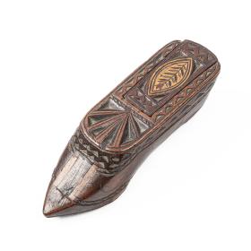 Large Antique 19th Century Wooden Shoe Snuff Box
