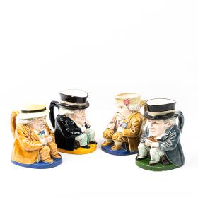 Set of Four Vintage Ceramic Prime Minister Toby Jugs