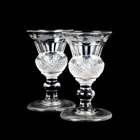 Pair of Antique Victorian Cut Crystal Dram Glasses