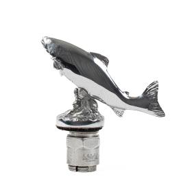 Vintage Chrome Leaping Salmon Car Mascot