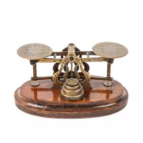Antique Victorian Brass and Wood Letter Scales