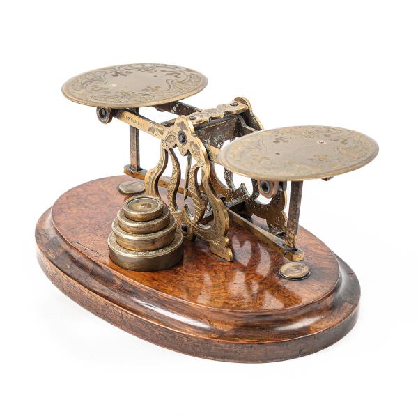 Antique Victorian Brass and Wood Letter Scales