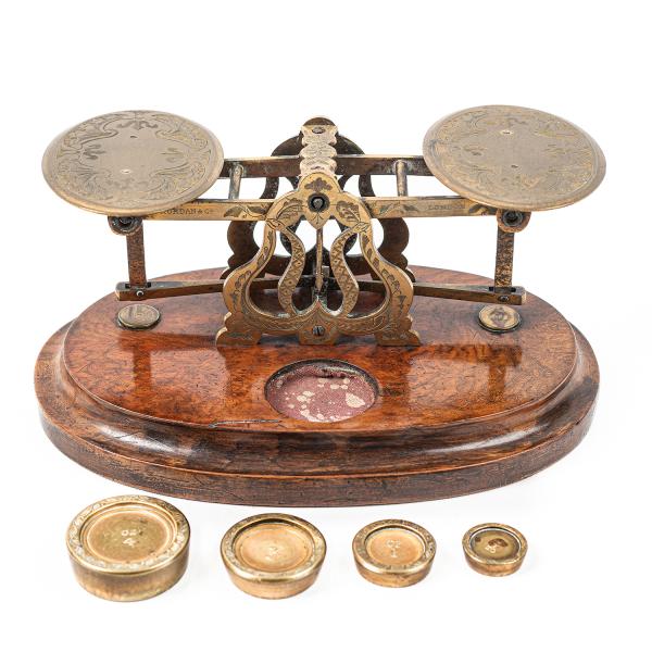 Antique Victorian Brass and Wood Letter Scales