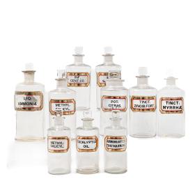 Group of Ten Antique Victorian Chemists Jars