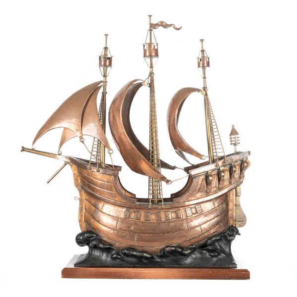 Unique Antique Large Copper Model Galleon