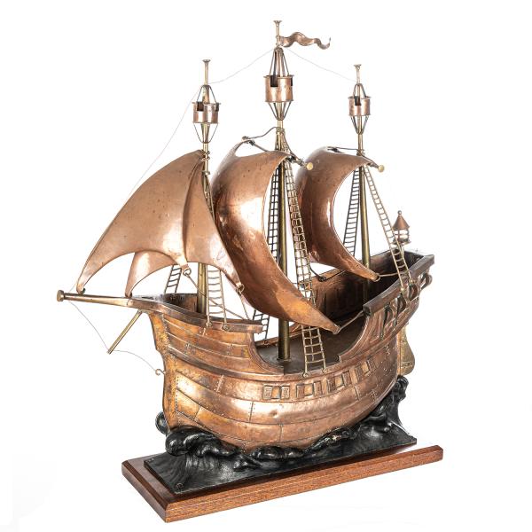Unique Antique Large Copper Model Galleon
