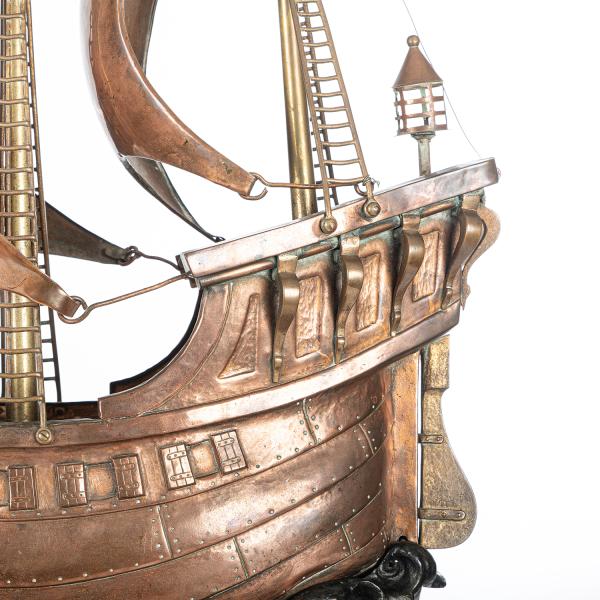 Unique Antique Large Copper Model Galleon