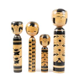 Vintage Group of Four Japanese Kokeshi Dolls