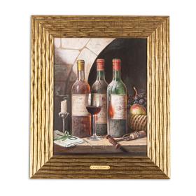 Oil Painting on Canvas of Vintage Bottles of Wine