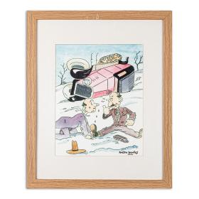 Original Humerous Watercolour of the Paris-Dakar Rally