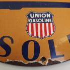 American 1930s Art Deco Porcelain Enamel Union Gasoline Convex Sign
