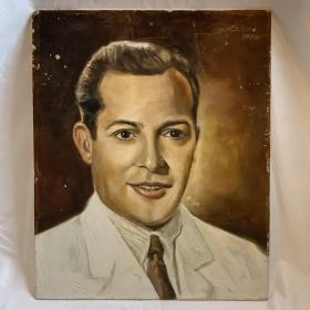20th Century Signed Oil on Board Portrait