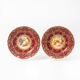 Vintage Pair Royal Worcester Cabinet Plates
