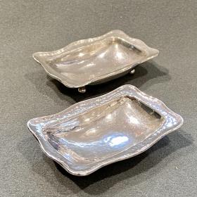 Matched Pair of George V Omar Ramsden Silver Salt Dishes