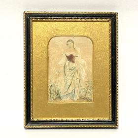 Antique Small French Watercolour Painting