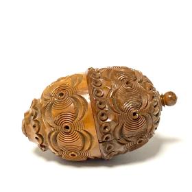 19th Century Carved Coquilla Nut Pounce Pot