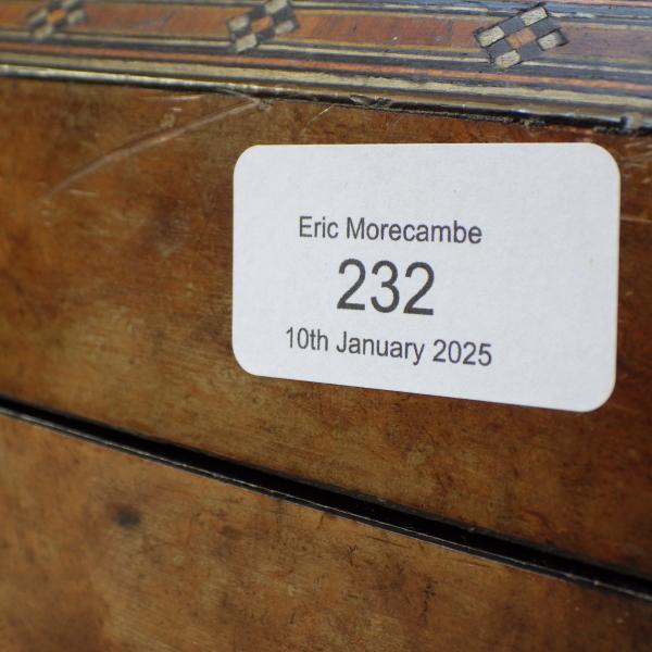 Belonged to Eric Morecambe - Victorian Inlaid Walnut Sewing Box (& Contents)