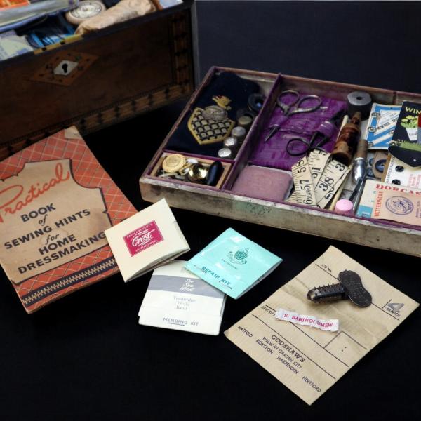 Belonged to Eric Morecambe - Victorian Inlaid Walnut Sewing Box (& Contents)