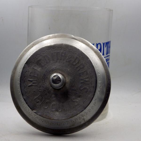 Antique Early 20th Century Vintage Advertising Meredith & Drew Biscuit Jar
