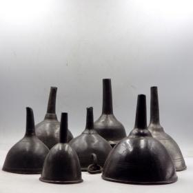 Antique 18th & 19th Century Collection of Seven Pewter Wine Funnels