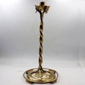 Arts & Crafts Antique Handmade Stylised Brass Candlestick