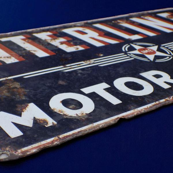 Original Vintage Interlines Motor Express Advertising Enamel Sign