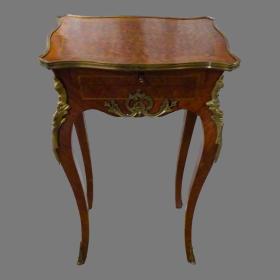 French Louis XV Style Parquetry & Kingwood Side Table