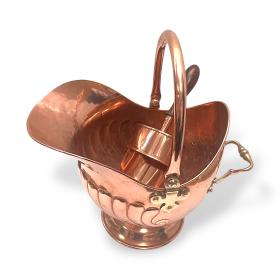 William Soutter and Sons Copper Coal Scuttle and Scoop