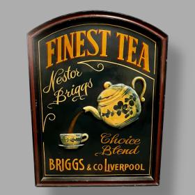 Vintage Wooden Finest Tea Advertising Plaque