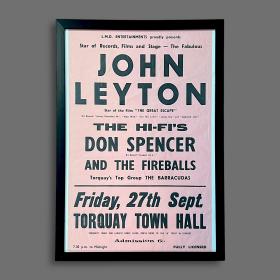 Framed John Leyton Show Poster at Torquay Town Hall