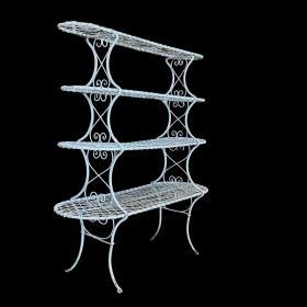 19th Century White Wirework Plant Stand