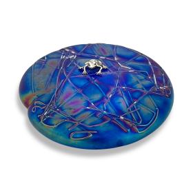 Iridescent Glass Lily Pad Paperweight by John Ditchfield