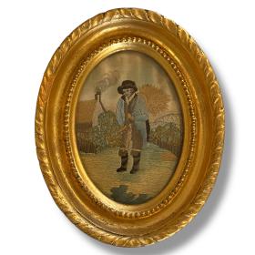 Fine 19th Century Silk Embroidered Miniature