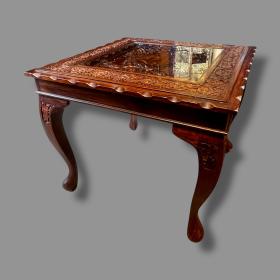 Indian Carved Rosewood Square Side Table