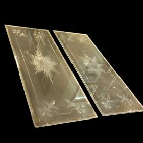 Pair of Edwardian Etched Glass Panes