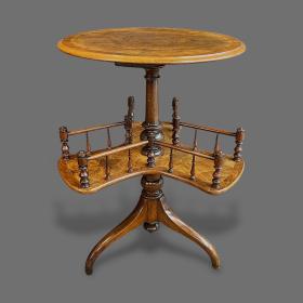 Victorian Burr Walnut Inlaid Revolving Book Stand