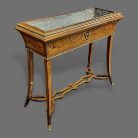 Fine Edwardian Ormolu Mounted Inlaid Satinwood Jardinière