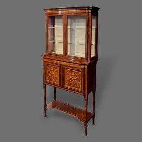 Late 19th Century Inlaid Mahogany Edwards & Roberts Display Cabinet