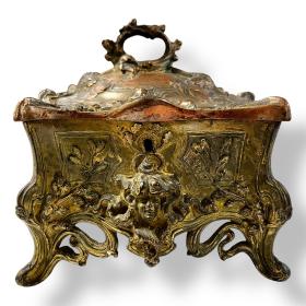 Antique French Art Nouveau Ormolu Jewellery Box
