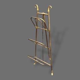 19th Century Unusual Tripod Polished Brass Magazine Rack